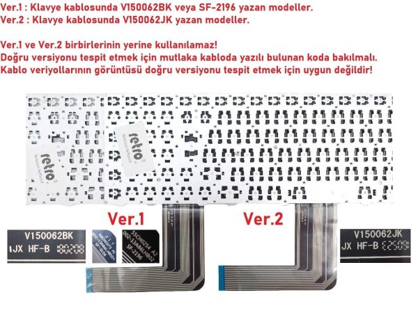 Casper PG-D15, D15, D15D, C5U, C300, C500 Siyah Notebook Klavye VERSİYON 1