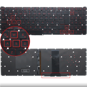 Acer Nitro 5 AN515-43 AN515-54 AN515-55 AN517-51 AN517-52 AN715-51 Kırmızı Tuş Aydınlatmalı Türkçe Klavye