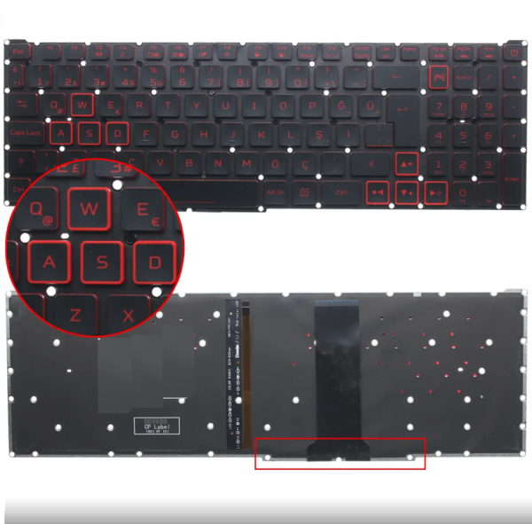 Acer Nitro 5 AN515-43 AN515-54 AN515-55 AN517-51 AN517-52 AN715-51 Kırmızı Tuş Aydınlatmalı Türkçe Klavye